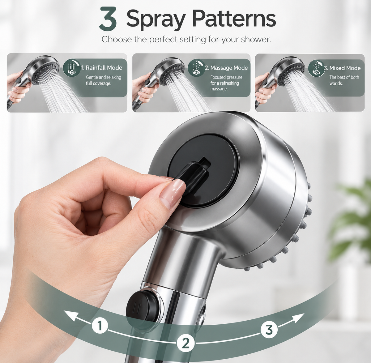 Aurevia™ 3-Mode High-Pressure Filtered Shower Head